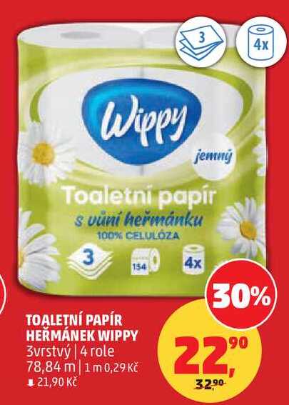 TOALETNÍ PAPÍR HERMÁNEK WIPPY 3vrstvý, 4 role 