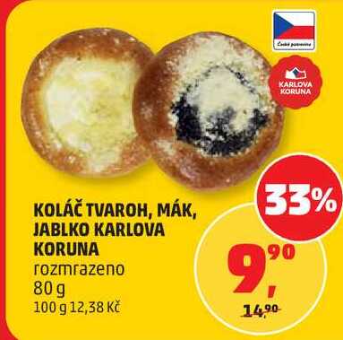 KOLÁČ TVAROH, MÁK, JABLKO KARLOVA KORUNA, 80 g