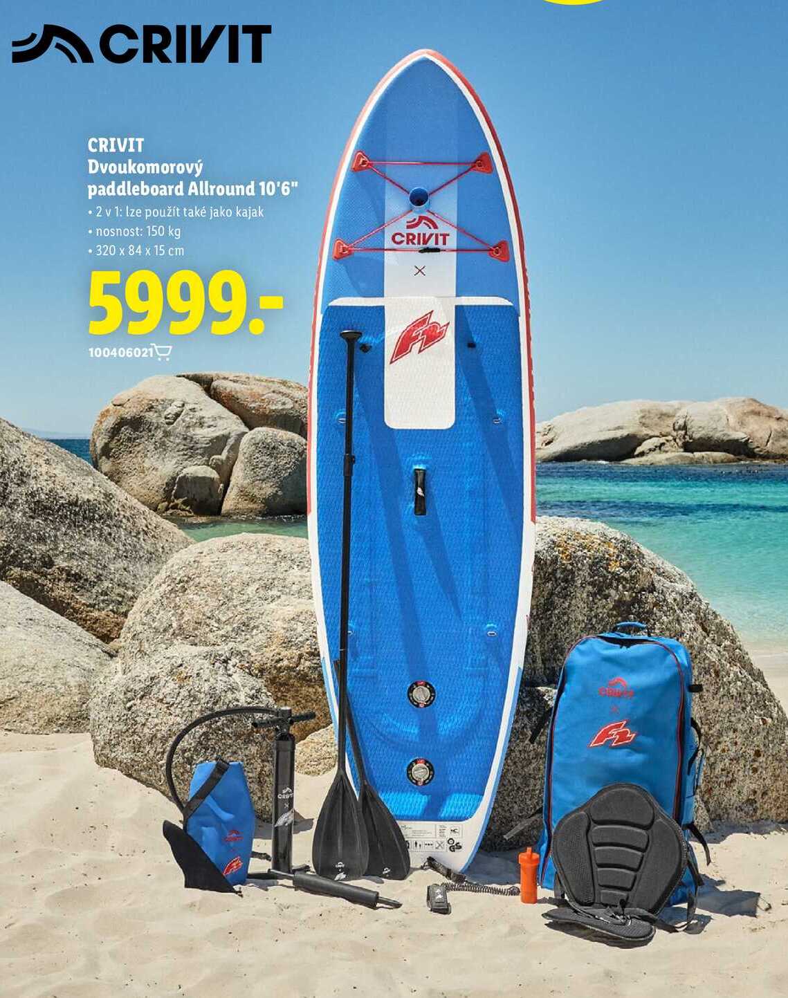 CRIVIT Dvoukomorový paddleboard Allround 10'6" 