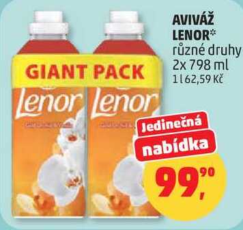 AVIVÁŽ LENOR různé druhy, 2x 798 ml 