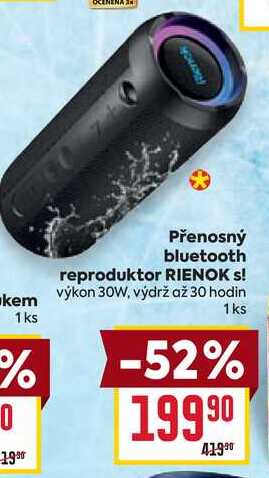 Přenosný bluetooth reproduktor RIENOK s! 1 ks