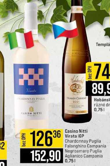 Casino Virata IGP Chardonnay Puglia Falanghina Campania Negroamaro Puglia Aglianico Campania 0,75l 