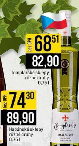 Templářské sklepy různé druhy 0,75l