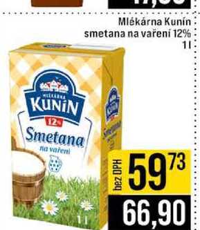 Mlékárna Kunín smetana na vaření 12% 1l