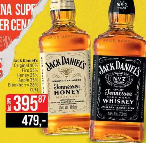 Jack Daniel's Original 40% Fire 35% Honey 35% Apple 35% Blackberry 35% 0.7l