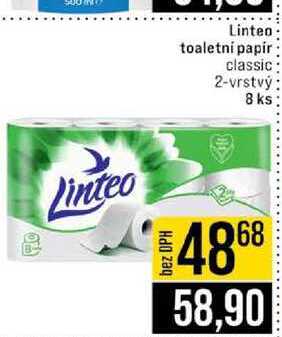Linteo toaletni papir classic 2-vrstvý 8 ks 