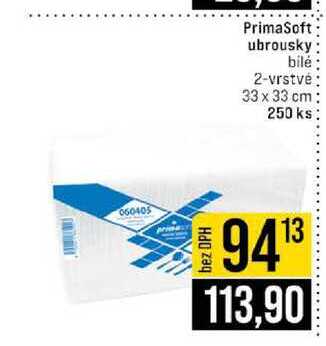 PrimaSoft ubrousky bilé 2-vrstvé 33 x 33 cm 250 ks