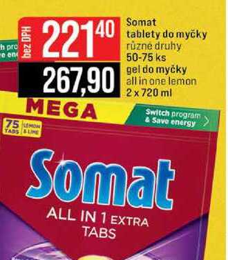 Somat tablety do myčky různé druhy 50-75 ks 