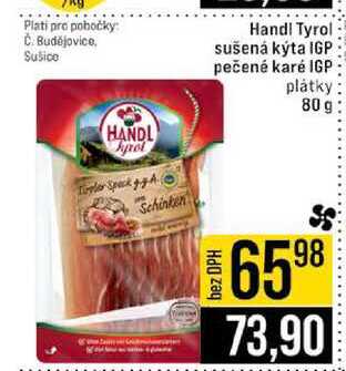 Handl Tyrol sušená kýta IGP pečené karé IGP plátky 80 g
