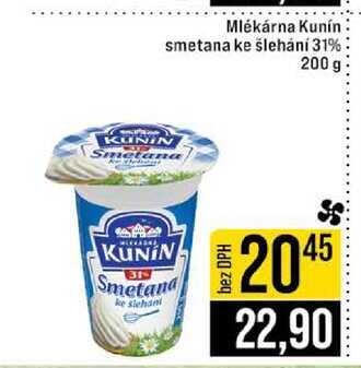 Mlékárna Kunín smetana ke šlehání 31% 200 g 