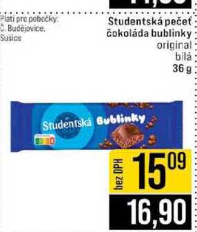 Studentská pečeť čokoláda bublinky original bílá 36 g