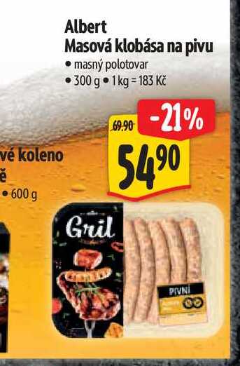 Albert Masová klobása na pivu 300 g