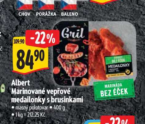 Albert Marinované vepřové medailonky s brusinkami 400 g
