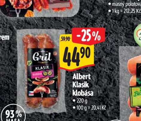 Albert Klasik klobása 220 g