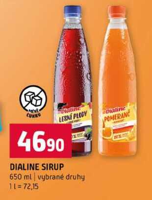 DIALINE SIRUP 650 ml vybrané druhy 