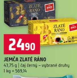 JEMČA ZLATÉ RÁNO 43,75 g čaj černý vybrané druhy
