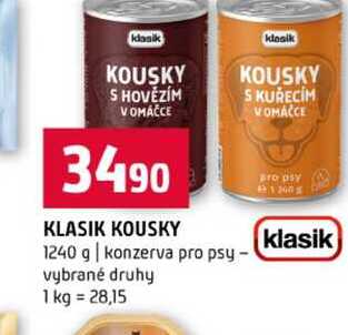 KLASIK KOUSKY 1240 g konzerva pro psy vybrané druhy