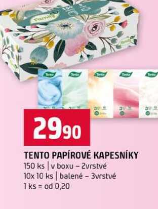 TENTO PAPÍROVÉ KAPESNÍKY 150 ks v boxu 2vrstvé 10x 10 ks balené 3vrstvé 