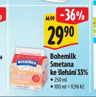   Bohemilk Smetana ke šlehání 33% 250 ml