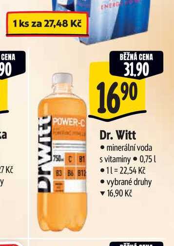 Dr. Witt minerální voda s vitaminy 0,75 l