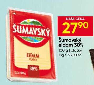 Šumavský eidam 30% 100 g 