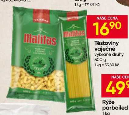 Malitas Těstoviny vaječné vybrané druhy 500 g