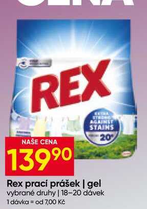 Rex prací prášek, gel vybrané druhy 18-20 dávek
