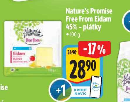   Nature's Promise Free From Eidam 45% - plátky 100 g 