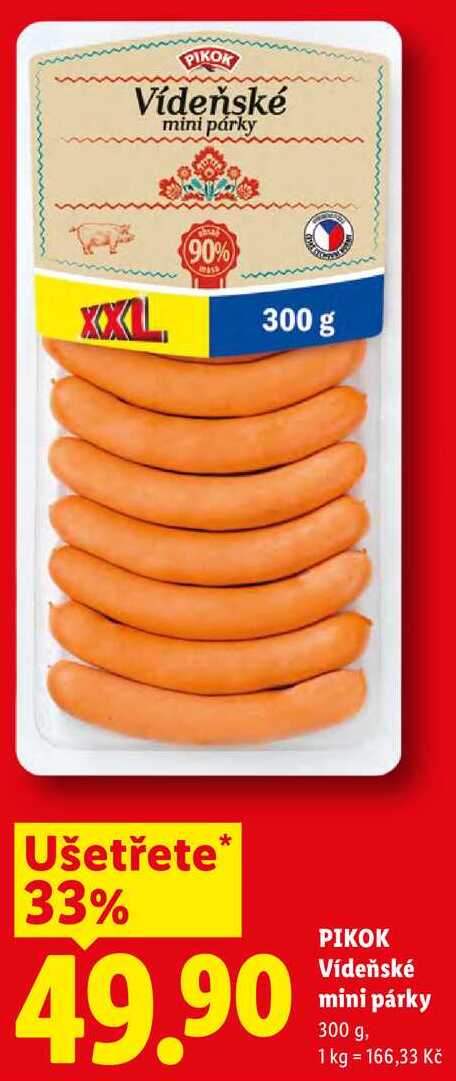 PIKOK Vídeňské mini párky, 300 g