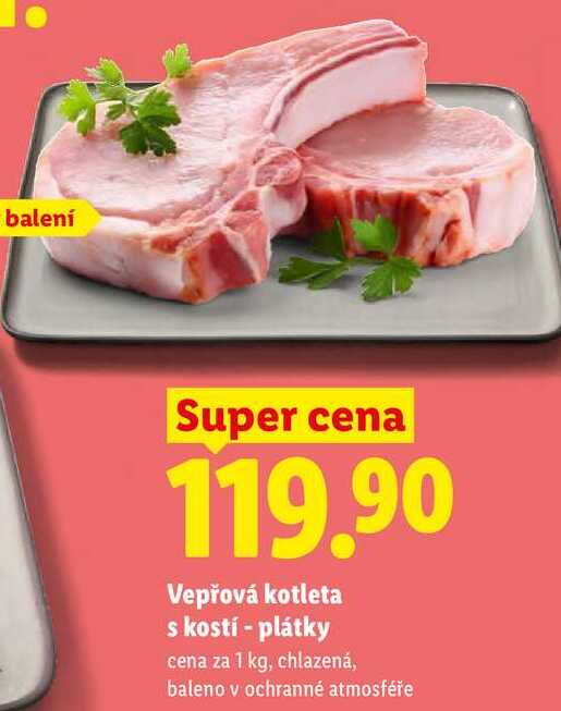 Vepřová kotleta s kostí - plátky, cena za 1 kg