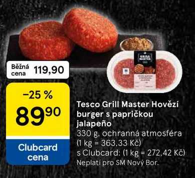 Tesco Grill Master Hovězí burger s papričkou jalapeño, 330 g 