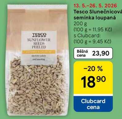 Tesco Slunečnicová semínka loupaná, 200 g 