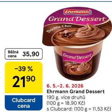 Ehrmann Grand Dessert, 190 g, více druhů 