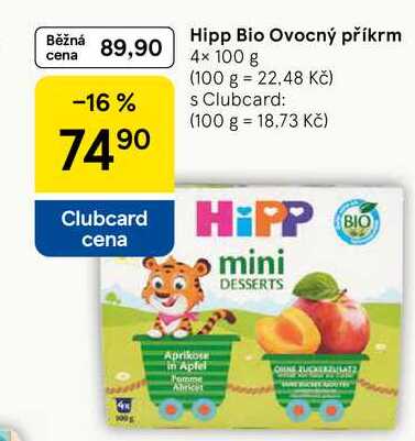 Hipp Bio Ovocný příkrm, 4× 100 g