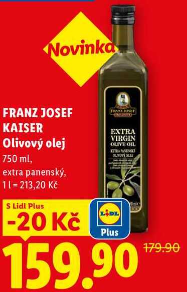 Novinka FRANZ JOSEF KAISER Olivový olej, 750 ml