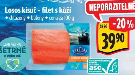 Losos kisuč - filet s kůž, 100 g 