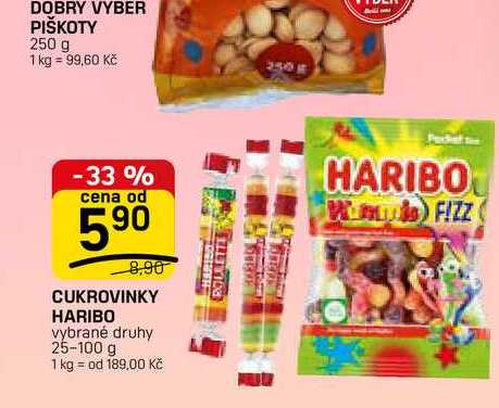 CUKROVINKY HARIBO vybrané druhy 25-100 g