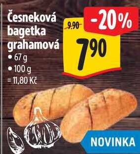 Česneková bagetka grahamová, 67 g