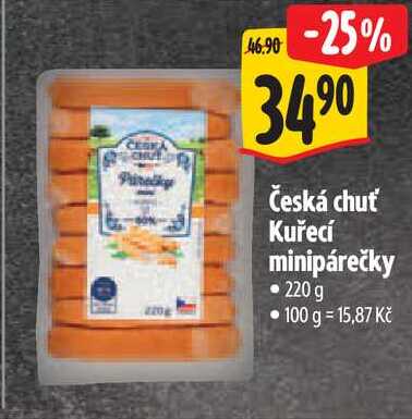 Česká chuť Kuřecí minipárečky, 220g