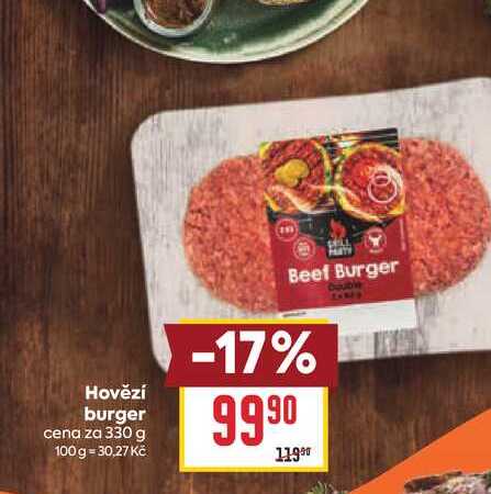 Hovězí burger cena za 330 g