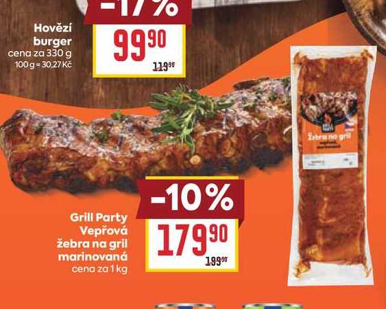 Grill Party Vepřová žebra na gril marinovaná cena za 1 kg