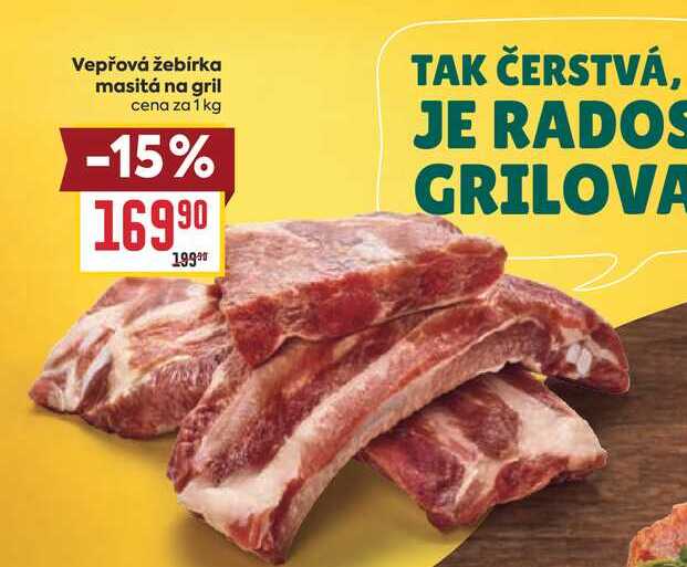 Vepřová žebirka masitá na gril cena za 1kg