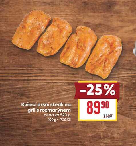 Kuřecí prsní steak na gril s rozmarýnem cena za 520 g