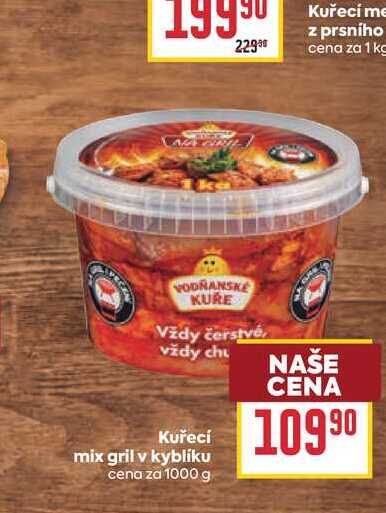Kuřecí mix gril v kyblíku cena za 1000 g