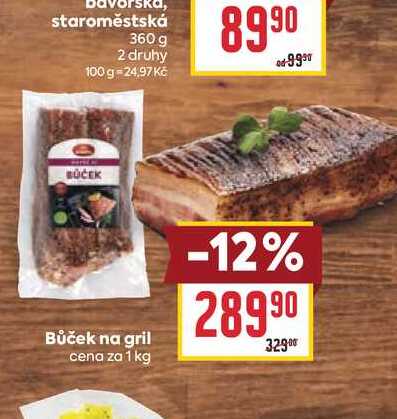 Bůček na gril cena za 1 kg