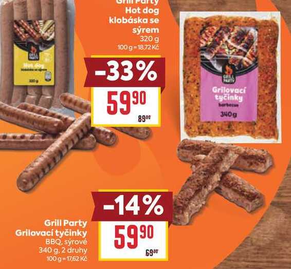 Grill Party Grilovací tyčinky BBQ, sýrové 340 g
