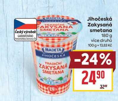 Jihočeská Zakysaná smetana 180 g