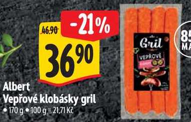 Albert Vepřové klobásky gril, 170 g