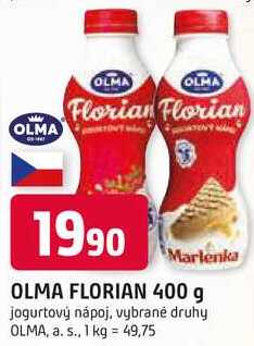 OLMA FLORIAN 400 g jogurtový nápoj, vybrané druhy 