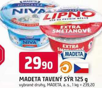 MADETA TAVENÝ SÝR 125 g vybrané druhy